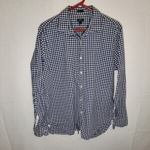 J.Crew XL Shirt Men's Crosby Fit Blue Gingham 120s 2-Ply Cotton Mauritius